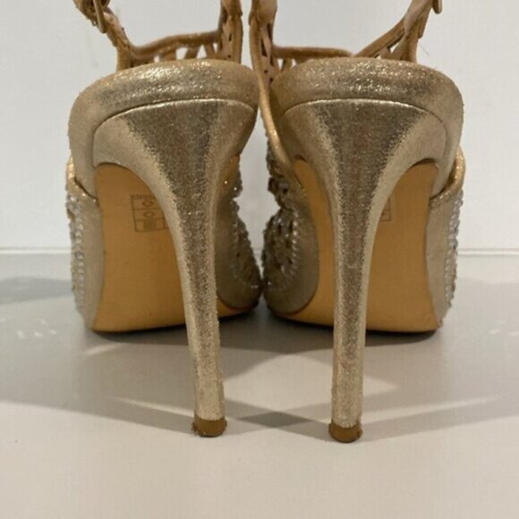 Taxi Savannah Gold Cage Strap Shoes SZ 37 - Picture 4 of 13